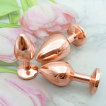 Anal Trainer Kit 3Pcs - Stainless Steel Butt Plug Set With Expanding Rose Gold Design - Adult Sex Toys Gift For Men & Women (Green)