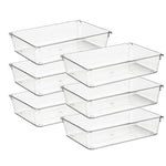 6 Pack Drawer Organizer - 6" X 9" Plastic Storage Bins, Acrylic Organizers with Non-Slip Pads Clear Desk Storage Tray for Makeup, Jewelries, Kitchen Utensils, Bathroom and Office