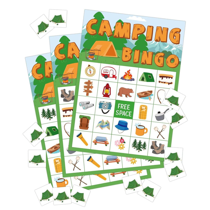 Camping Bingo Game Outdoor Indoor Activities Hike Field Trip Supplies Party