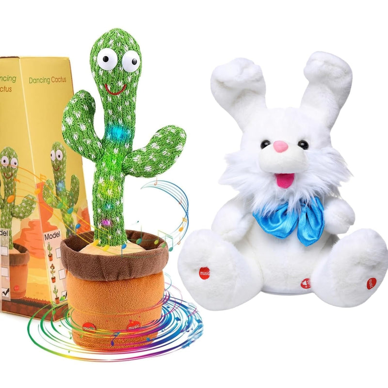 Dancing Cactus And Bunny Stuffed Animals Bunny Plush Baby Toys Repeats What Yo