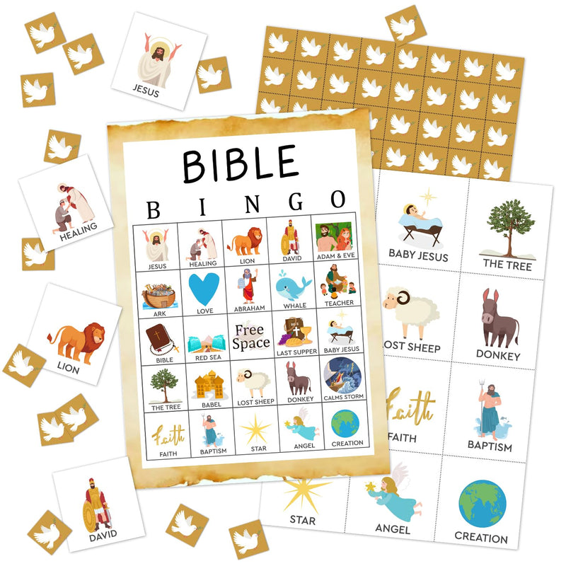 Bible Bingo Game, 24 Players Christian Sunday Church Bingo Cards For Women
