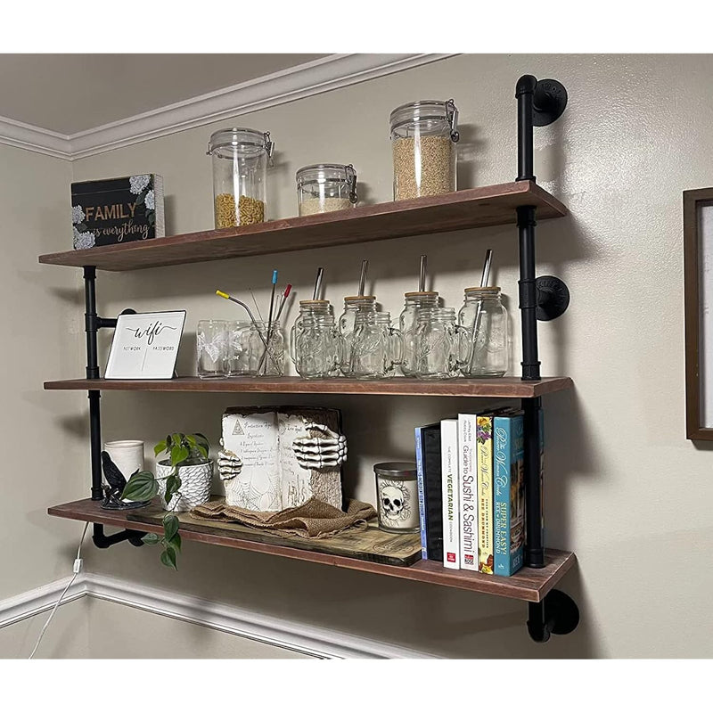 Pipe Shelves Industrial Pipe Shelving Shelves Real Wood Industrial Floating Pi