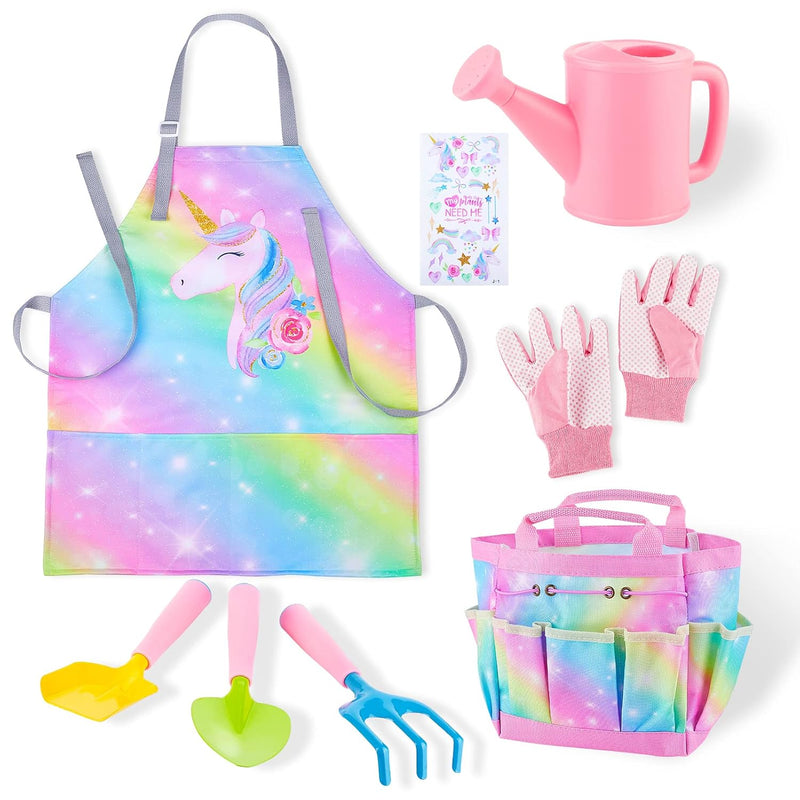 Kids Gardening Set, Garden Tools For Kids With Watering Can, Shovel, Rake, Glo