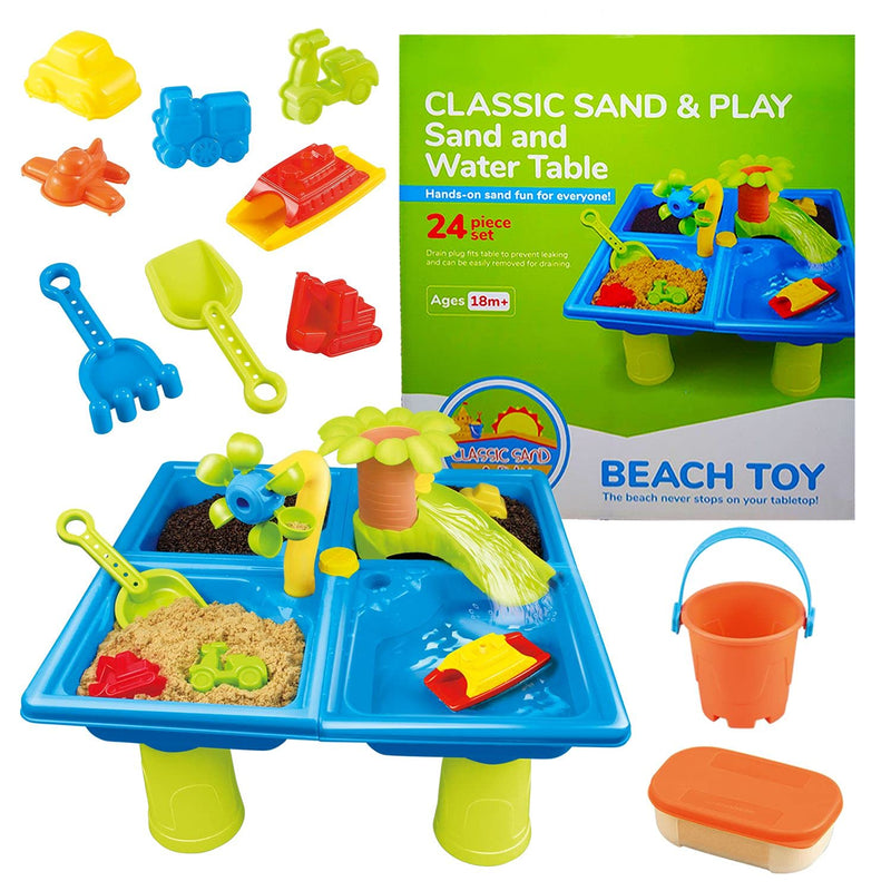 Sand And Water Table For Kids, 24 Pc Set, Fun Activity Center For Toddlers Wit