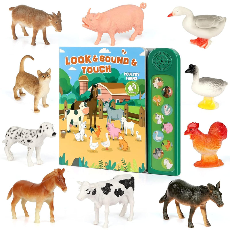 Farm Animals Figures Toys With 10 Realistic Plastic Animal Figurines & Kids