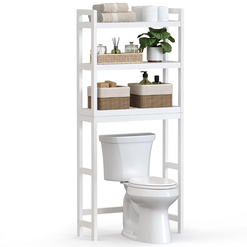 Over The Toilet Storage, 3-Tier Bamboo Over Toilet Bathroom Organizer With Adj