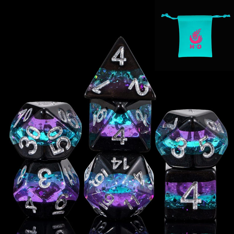 Dnd Dice Set, 7Pcs Polyhedral Dice Set Filled Foil For Dungeons And Dragons
