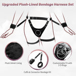 Strap On Dildo Harness For Women And Men, Wearable Strap Ons With Leather And Plush Lining, Detachable 3 Size Metal O-Rings, Bondage Cuffs, Adjustable Waist And Thigh Straps For Couples Lesbian Play