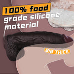 11 Inch Black Huge Thick Dildo, Dual Density Silicone Soft Real Skin Touch Big Dildo, Flesh Realistic Large Penis With Powerful Suction Cup, Classic Adult Sex Toys, Vaginal Anal Pleasure For Women Men