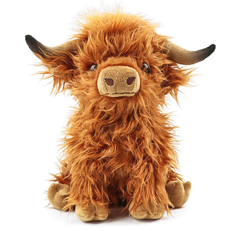 Highland Cows Stuffed Animal Realistic Scottish Cow Plush Toy Soft Farm Ani