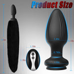 Sexy Fox Tail Silicone Anal Plug Anal Butt Plugs Stimulato Role Play Wearable Adult Sex Vibrators Toys For Women Cosplayer, Remote Control 10 Powerful Vibrating & 3 Wiggling Modes (Black)
