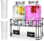 1 Gallon Glass Drink Dispensers For Parties 2PACK.Beverage Dispenser,Glass Drink Dispenser With Stand And Stainless Steel Spigot 100% Leakproof.Lemonade Dispenser With Ice Cylinder.Laundry Detergent