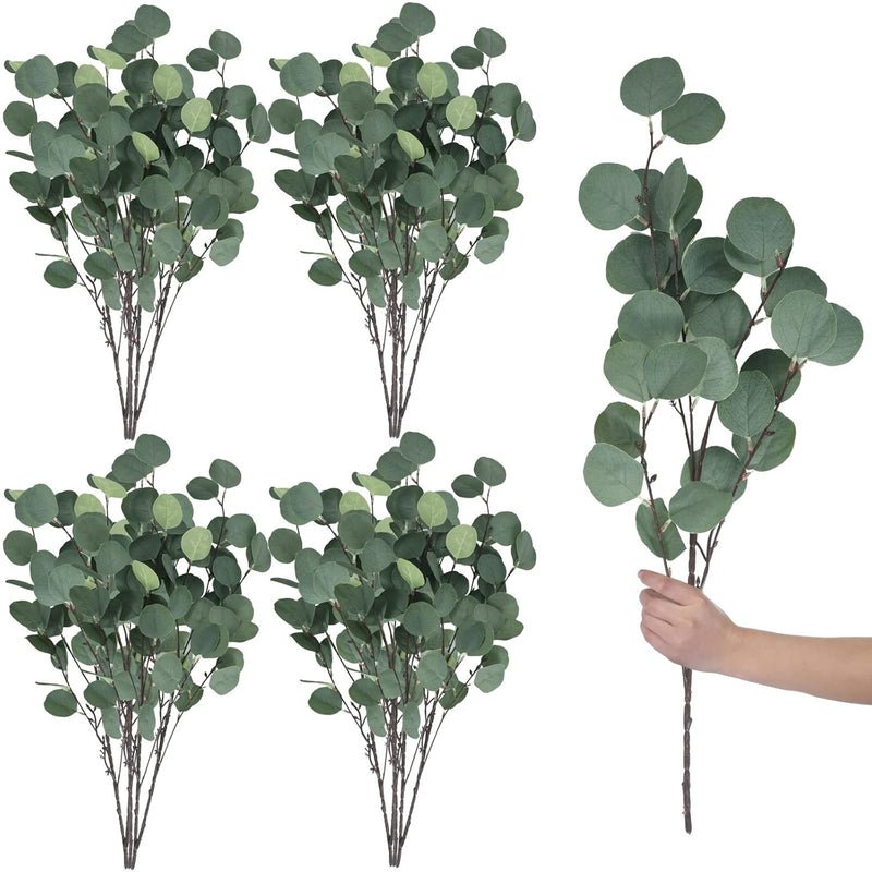 20 Pcs Artificial Eucalyptus Stems Fake Eucalyptus Faux Greenery Leaves 23.6 I