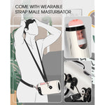 Male Automatic Masturbator Sex Toys - Hands Free Visible Masturbator Cup Blowjob Machine With 10 Thrusting & 2 Sleeves & Wearable Strap Adult Pocket Pussy For Men Pleasure | 50Db Quiet | White