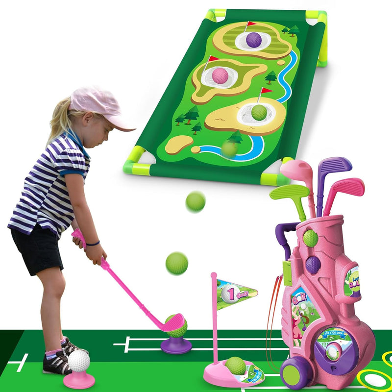 Toddler Golf Set, Upgraded Kids Golf Clubs With Golf Board, Putting Mat, 8