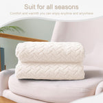 Large Flannel Fleece Throw Blanket, 50X70 Inches Soft Jacquard Weave Leaves Pattern Blanket For Couch, Cozy, Warm, Lightweight And Decorative Ivory Blanket