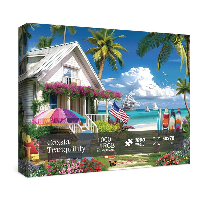 Beach House Puzzles Summer Puzzle 1000 Piece For Adults, Seaside Retreat Ji