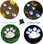 Paw Print Solar Outdoor Lights, Solar Lights Outdoor Waterproof Dog Paw Lights(Set of 4), Cat Puppy Animal Garden Lights Path Paw Lamp Walkway Lighting for Patio,Yard,Any Pet Lover(Solar White paw)