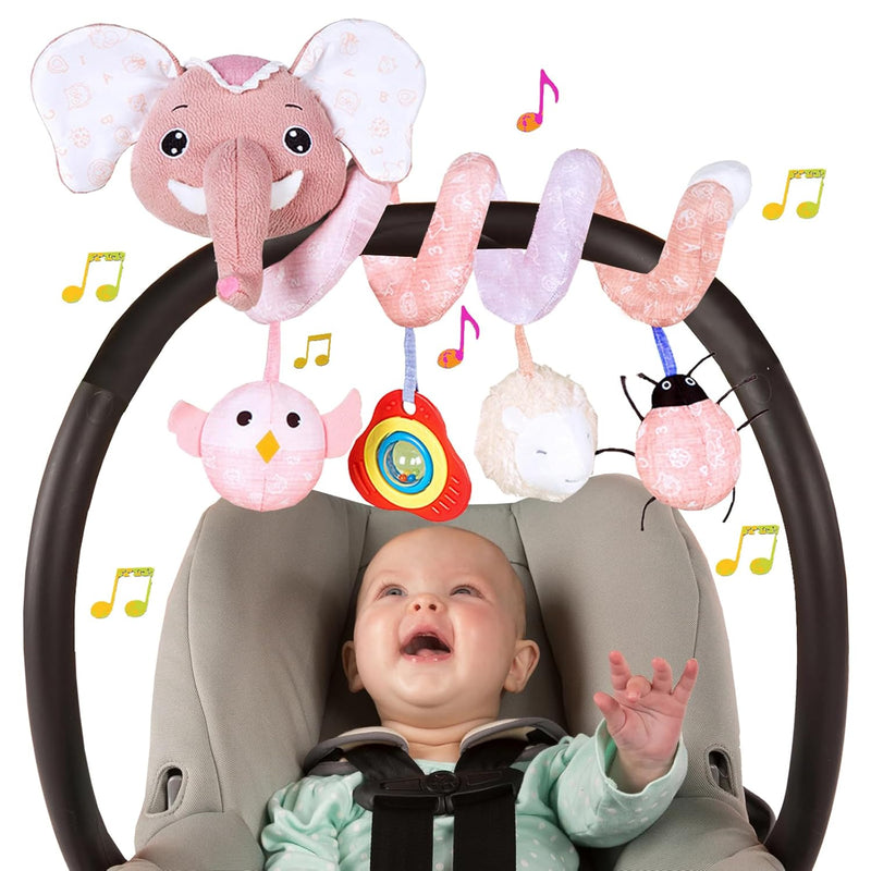 Car Seat Toys For Babies 0 6 Months, Infant Spiral Activity Toys Baby Gril