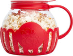 Patented Micro-Pop Microwave Popcorn Popper with Temperature Safe Glass, 3-in-1 Lid Measures Kernels and Melts Butter, Made Without BPA, Dishwasher Safe, 3-Quart, Red