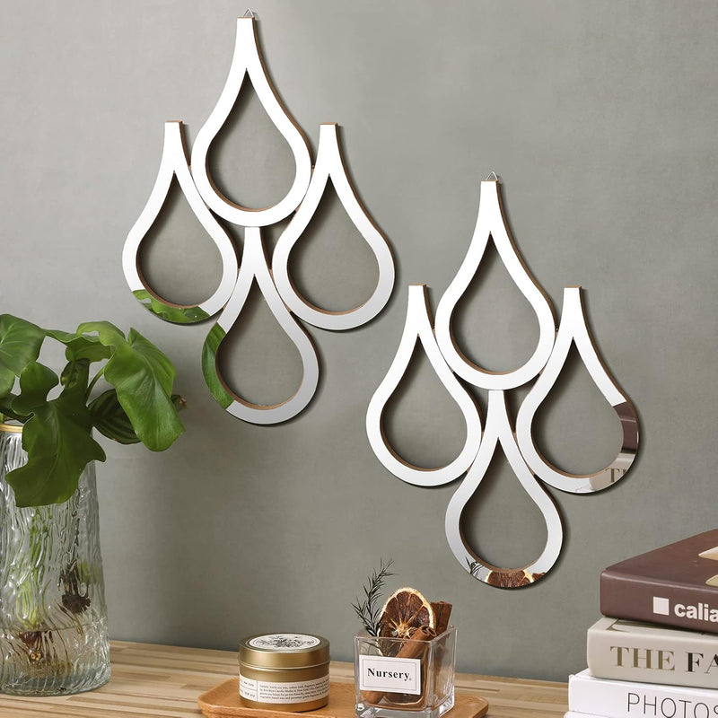 2 Pieces Teardrop Wall Mirror Hanging Wall Mounted Mirrors Teardrop Mirror Wal