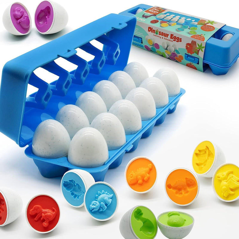 MOONTOY Dinosaur Matching Eggs for Toddlers – Easter Eggs Toy – 12PCS Educa