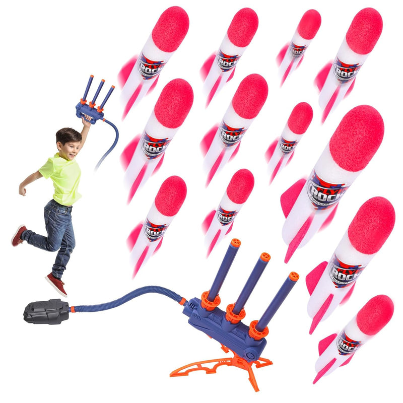 Rocket Launcher For Kids With 12 Foam Rocket, 2In1 Air Rocket Shoots Up To 100