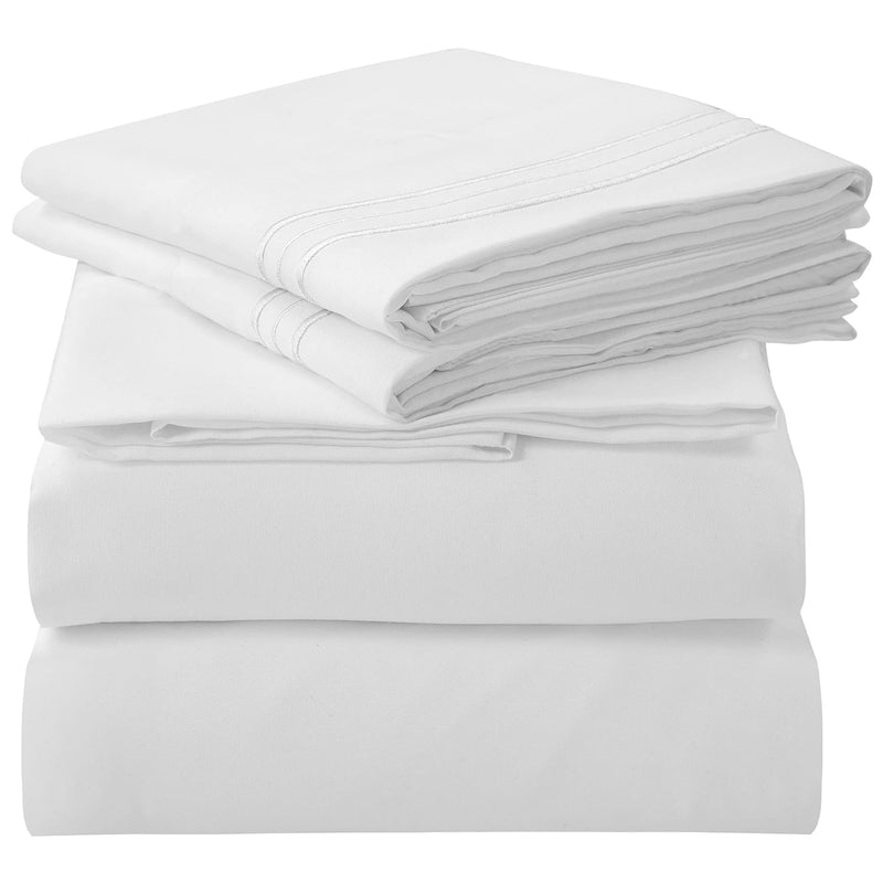- 4 Piece Bed Sheet - Soft Brushed Microfiber 1800 Bedding Set - 1 Fitted Shee