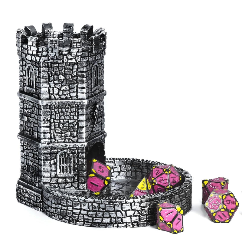 Castle Dice Tower With Tray, Wall Carving Dice Rolling Tray For Dungeons And D