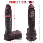 13 Inch Huge Brown Lifelike Dildo, Soft Thick Liquid Silicone With Strong Suction Cup Feels Like Skin, Realistic Big Dildos Sex Toy For Couples, Men, Women Play