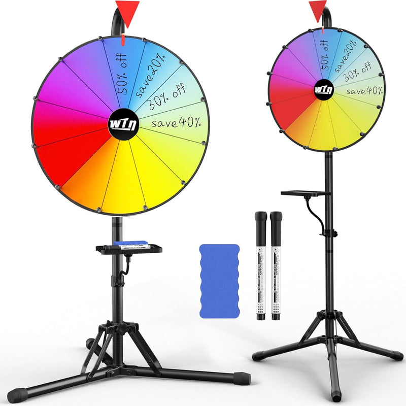 16” Color Prize Wheel, 12 Slots Spinning Wheel With Folding Tripod Floor St