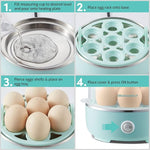 Easy Egg Cooker Electric 7-Egg Capacity, Soft, Medium, Hard-Boiled Egg Cooker with Auto Shut-Off, Measuring Cup Included, BPA Free, Retro Mint