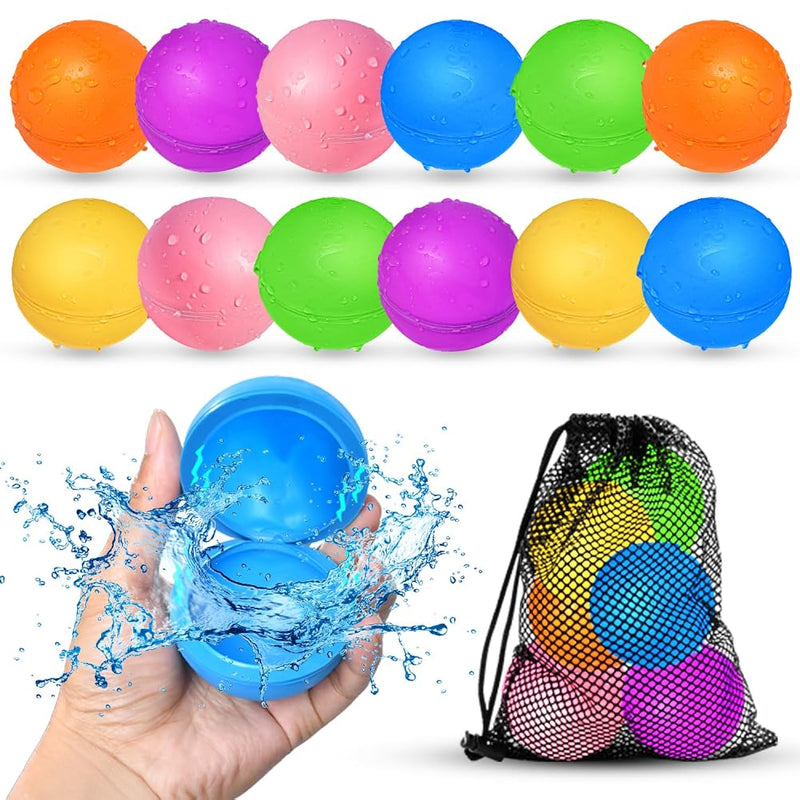Soppycid 12Pcs Reusable Water Balloons, Pool Beach Water Toys For Boys And