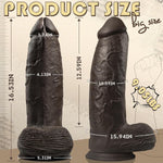 4" Diameter Extra Wide Huge Thick Dildo, 16 Inch Realistic Large Anal Dildo Dual Density Silicone With Suction Cup For Anal Stretching, Massive Girthy Butt Plug Sex Toys For Advanced Women Men Gay