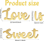 Love Is Sweet Table Decor Hollow Love Sign Wooden Love Is Sweet Sign for Dessert Table Freestanding Love Wood Sign Love Is Sweet Signs Letter Table Top for Wedding Shelf(Gold)