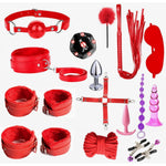 Bdsm Restraints 15 Pcs Sex Toys Bondage Restraints Kits Fetish Bed Restraints Set For Beginners Sm Adult Games Spanking Paddle Red