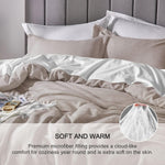 King Size Comforter Set - 3 Pieces Warm Taupe Soft Luxury Cationic Dyeing Bedding Comforter For All Season, Breathable Lightweight Fluffy Boho Bed Sets With 1 Comforter And 2 Pillow Shams