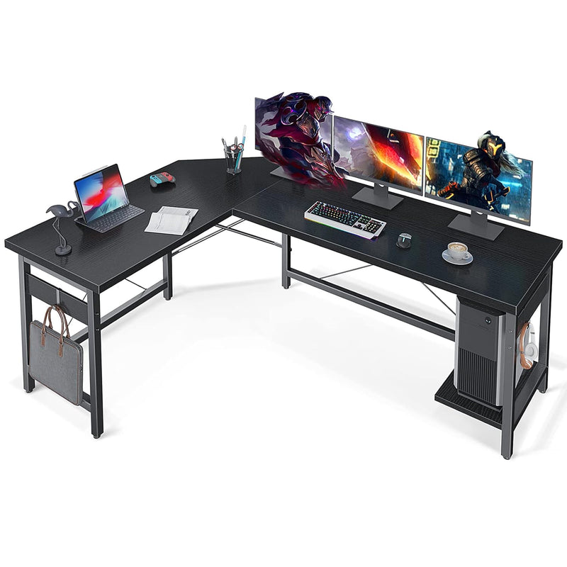 59" L Shaped Gaming Desk, Corner Computer Desk, Sturdy Home Office Computer Ta