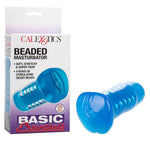 Basic Essentials Beaded Male Masturbator, 5 Inch Ridged Chamber Blue, Se-1786-12-3