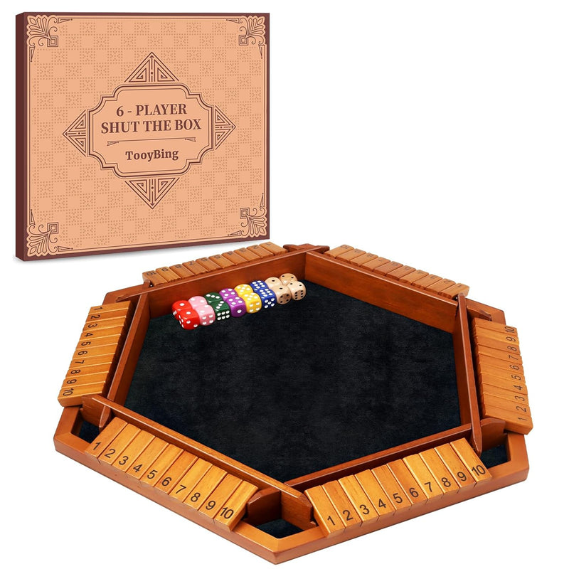 Upgraded 1 6 Players Shut The Box Dice Game, Wooden Board Table Family Game