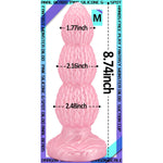 Anal Beads G-Spot Dildo With Suction Cup - Pink Silicone Butt Plug Dilator With Dragon Scale - 8.74 X 2.48 Inch Prostate Sex Toy For Women Men Masturbation