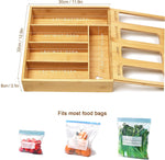 Bamboo Food Storage Bags Container Organizer with Slider, Kitchen Plastic Bags Storage Compatible with Gallon, Quart, Sandwich & Snack Variety Size Bags