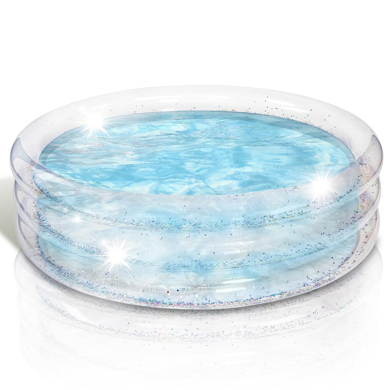 ArtCreativity Sparkly Inflatable Kiddie Pool for Kids - 3 Levels - Transpar