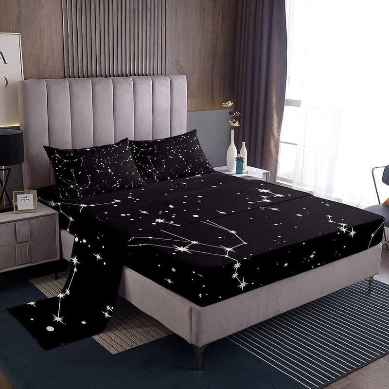 Galaxy Sheets Set Full Size For Kids Girls Boys Outer Space Starry Sky Bedding