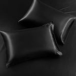 4Pcs Satin Sheet Set Queen Size Ultra Silky Soft Black Satin Queen Bed Sheets With Deep Pocket, 1 Fitted Sheet, 1 Flat Sheet, 2 Envelope Closure Pillowcases