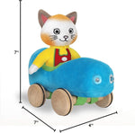 YOTTOY Richard Scarry Collection | Huckle Cat Soft Toy with Busytown Blue Car - 2 in 1 Toy