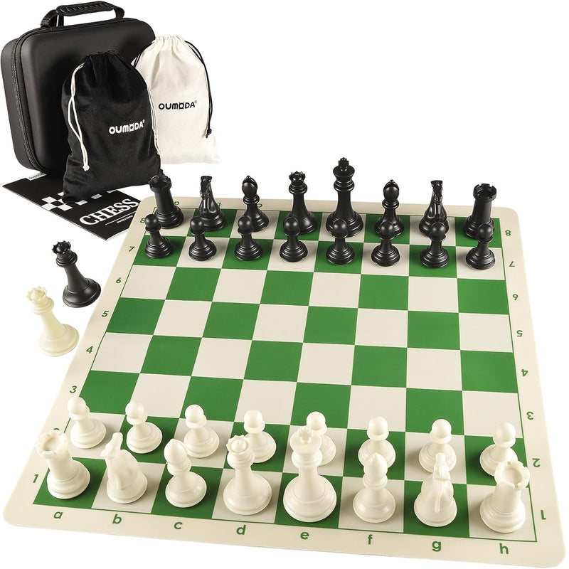 4" King Tournament Chess Set Foldable 20" Silicone Chess Board Mat With 2.2