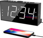Alarm Clock for Bedroom, 2 Alarms Loud LED Big Display Plug in Simple Basic Digital Clock with USB Charging Port, Adjustable Volume, Dimmable, Snooze for Deep Sleepers Kids Elderly Home Office