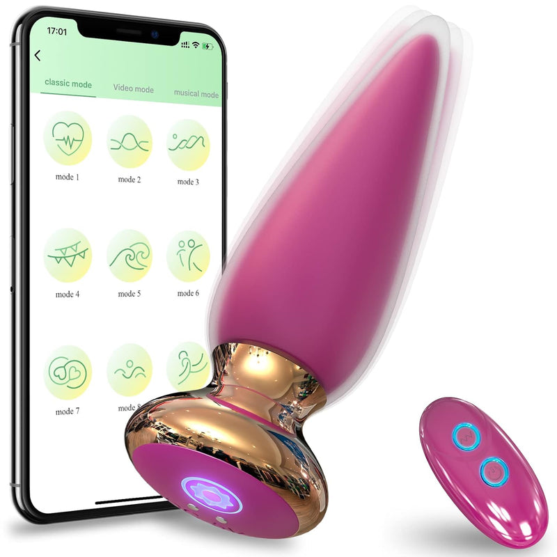 App & Remote Control Anal Butt Vibrator Prostate Massager, 9 Classic Vibrating Modes G-Spot Rechargeable App Plug Adult Sex Toys For Men Couple