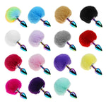 Cute Plush Tail Anal Plug Metal Colorful Bullet Butt Plug Role Play Props Sex Toy Anal Plug
